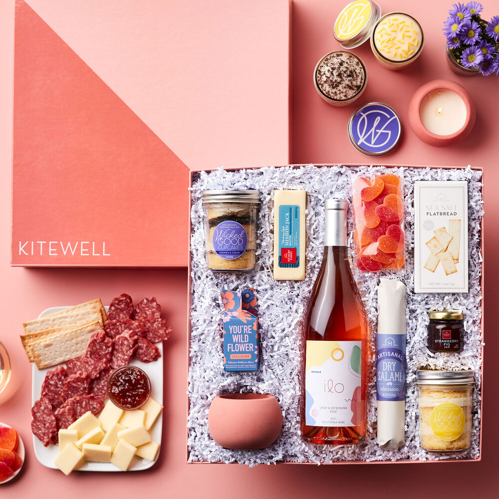 Lemon and Cookies & Cream cupcakes, Grapefruit Candle, Seed Bomb, Dry Salami, Mission Jack, Strawberry Fig Jam, Sea Salt Flatbread, Sour Peach Hearts, Rosé image number null