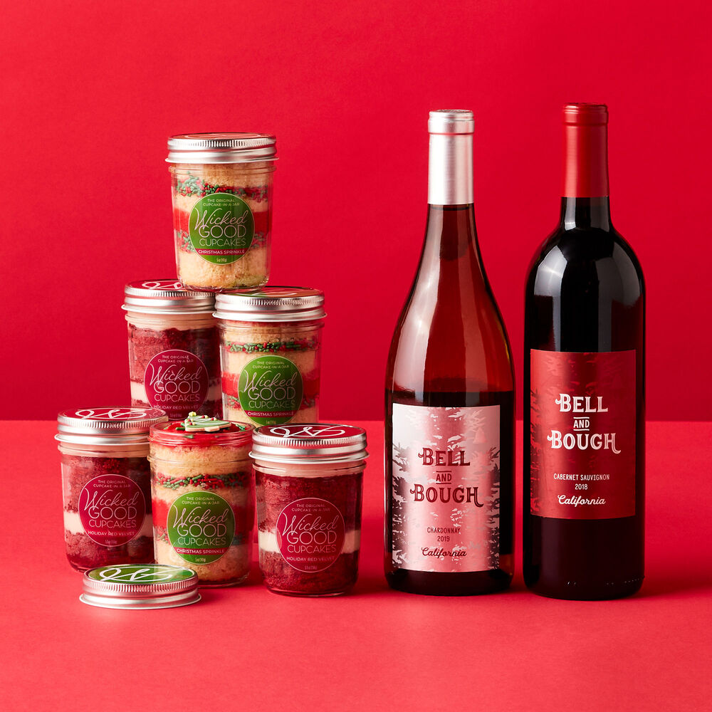 Holiday Cupcake 6-Pack &amp; Wine Gift Set