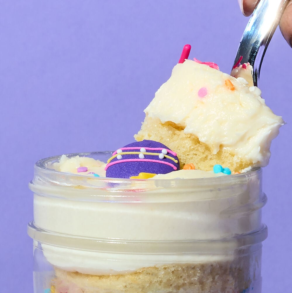 Vanilla Easter Egg Cupcake Jar - Spoon Lift View image number null