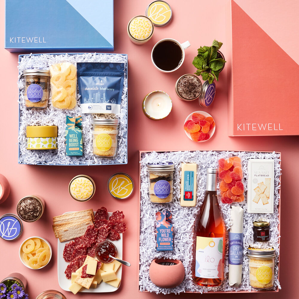 Kitewell Bloom & Bites Wine Gift Set and Sunshine & Snacks Gift Box image number null