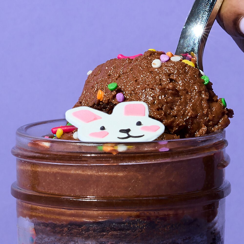 Chocolate Bunny Cupcake Jar - Spoon Lift View image number null